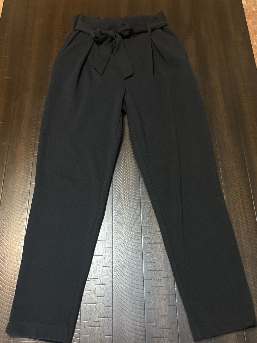 Charlotte Russe Black Paperbag Waist Tapered Dress Pants